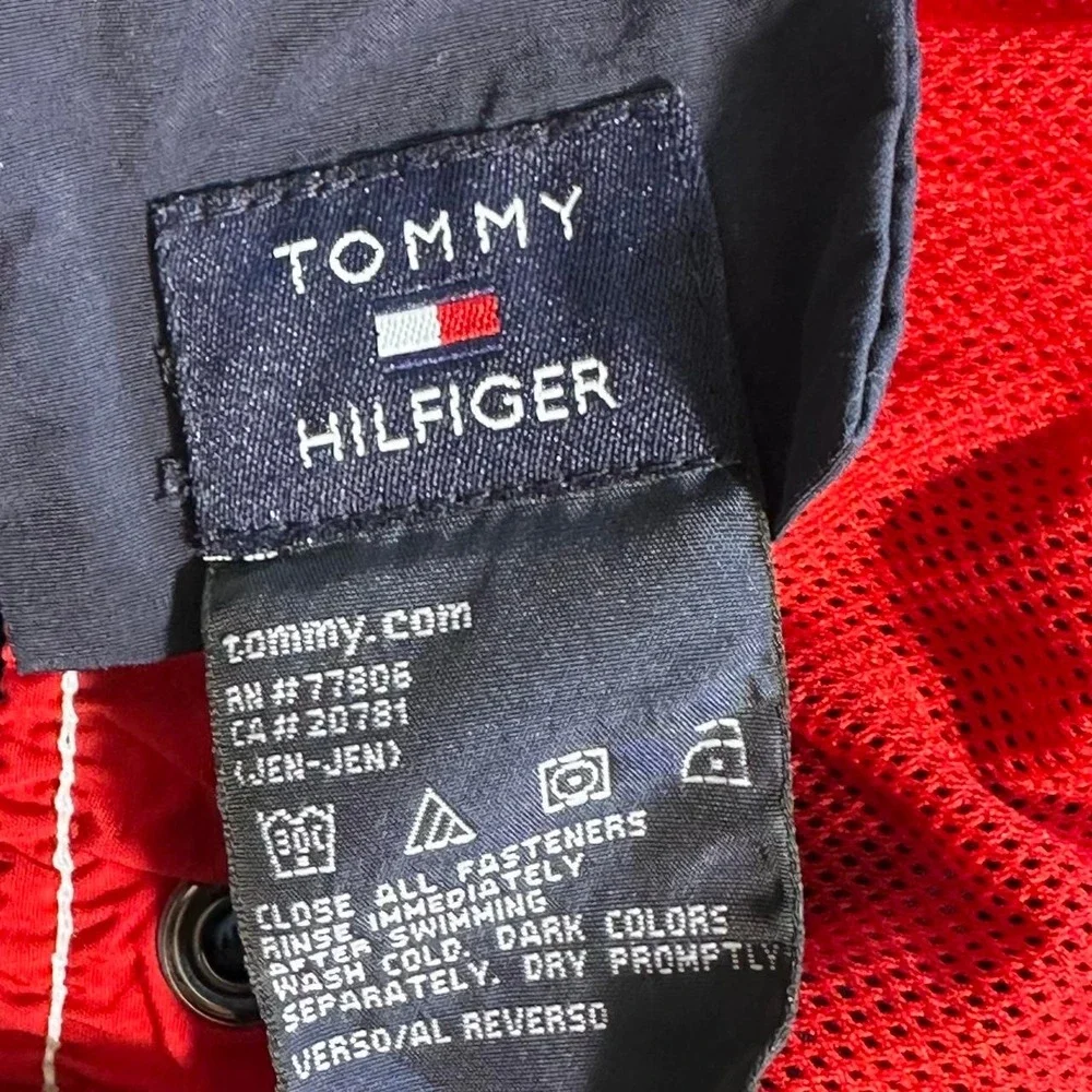 Tommy Hilfiger swim shorts in navy blue with white/red accents